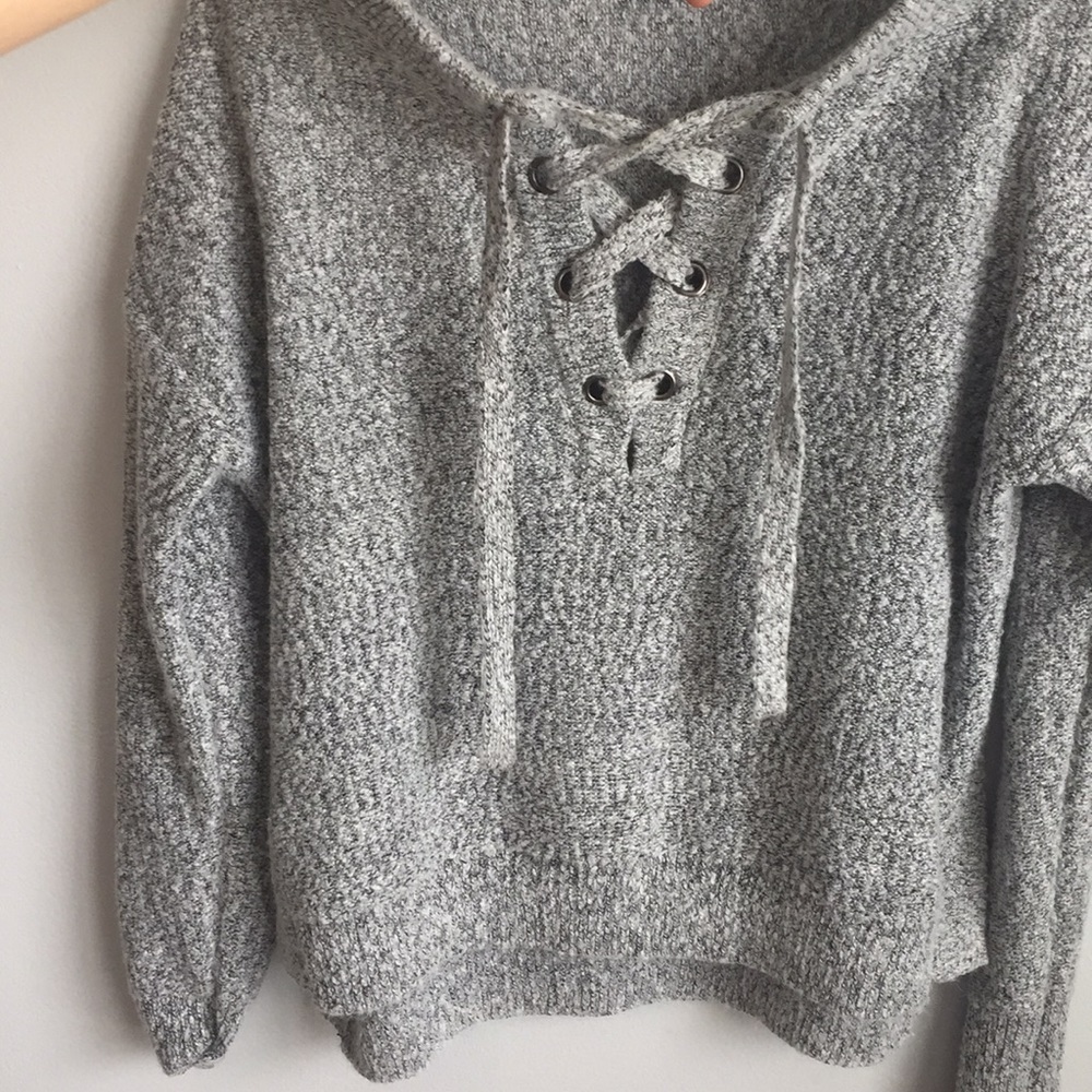 Grey crossover sweater